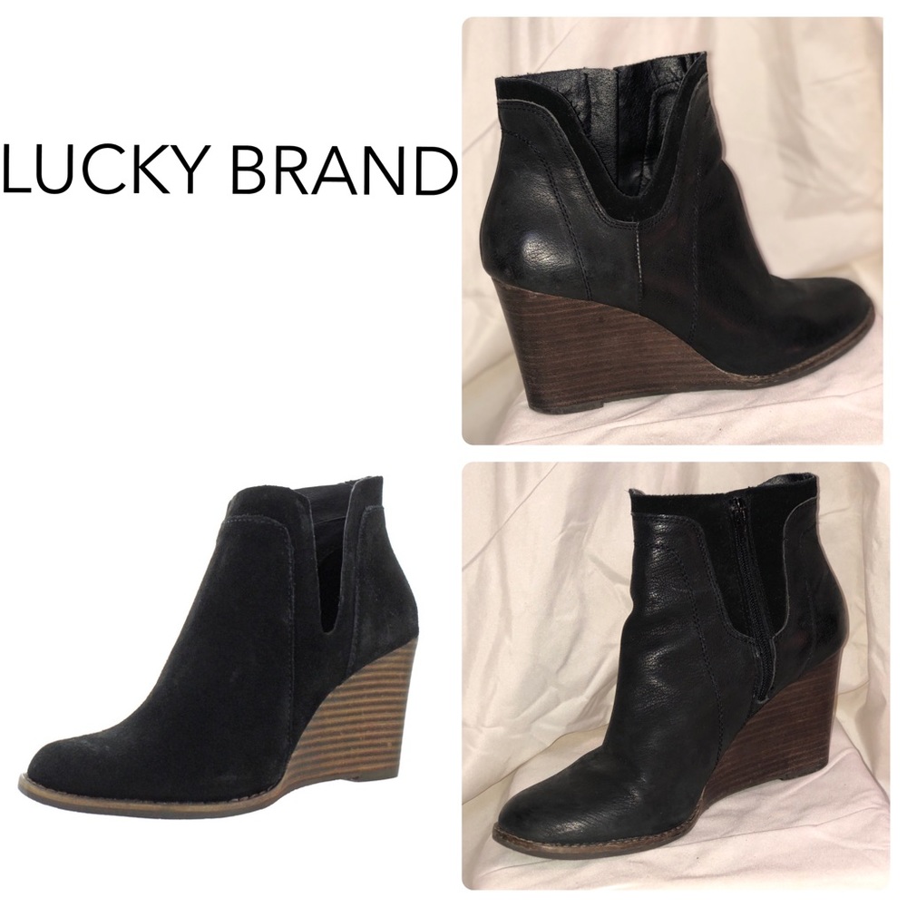 Black wedge booties